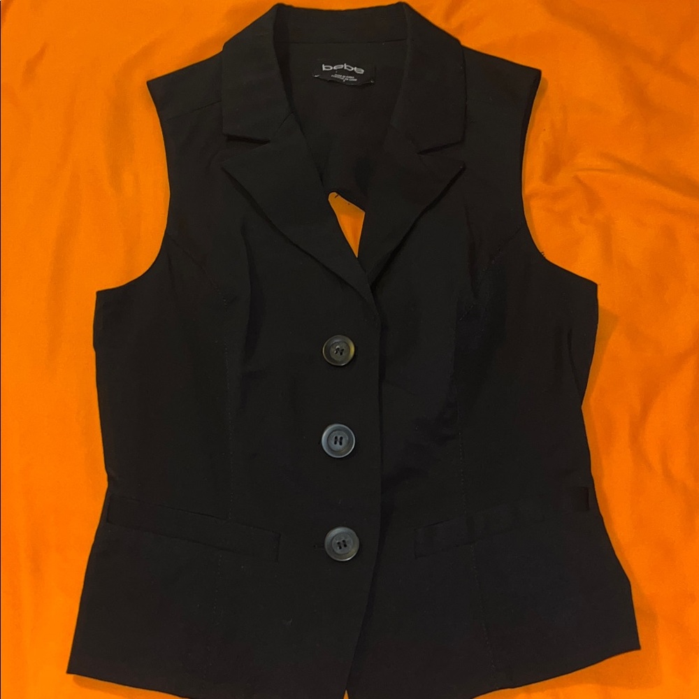 Bebe Black Buttoned Vest